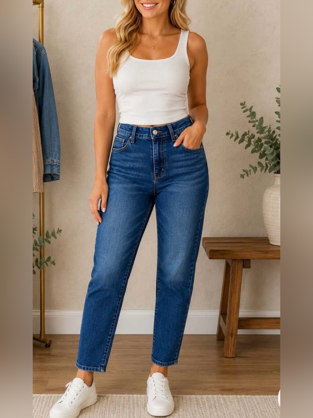 Levi’s High-Waisted Mom Jeans Dark Wash Tapered
Leg Size 29